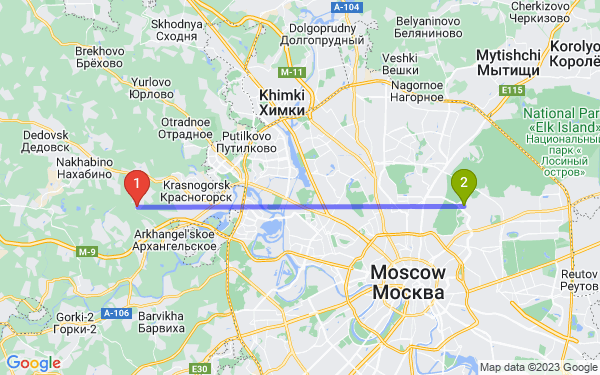 Маршрут из Красногорска в Москву