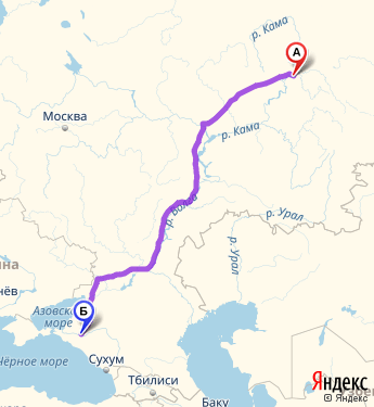 Маршрут из Перми в Краснодар