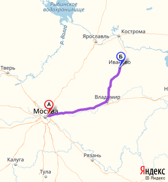 Маршрут из Москвы в Иваново