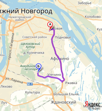 Маршрут из Нижнего Новгорода в Анкудиновку