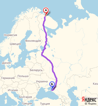 Маршрут из Североморска в Темрюк