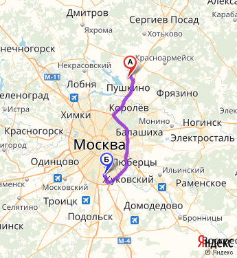 Маршрут из Правдинского в Москву