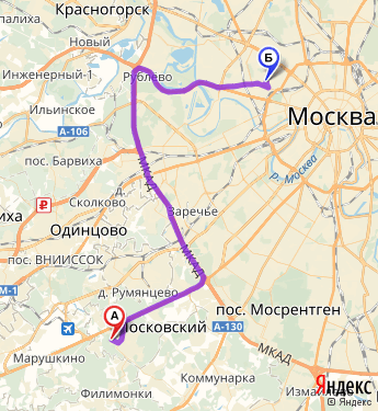 Маршрут из Московского в Москву