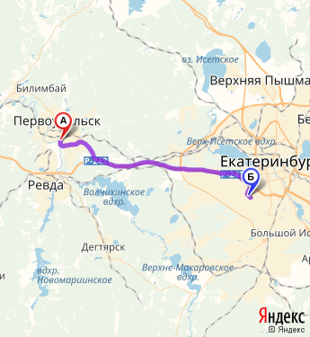Маршрут из Первоуральска в Екатеринбург