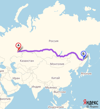 Маршрут из Уфы в Хабаровск
