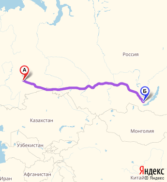 Маршрут из Екатеринбурга в 5 км автодороги Нефтеюганск-Сургут