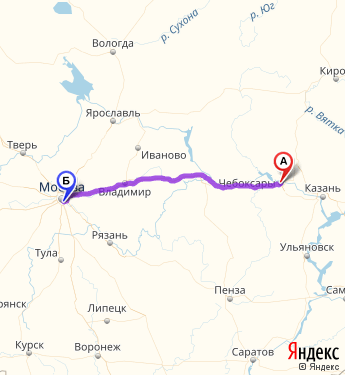 Маршрут из Чебоксар в Москву