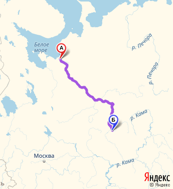 Маршрут из Архангельска в Киров