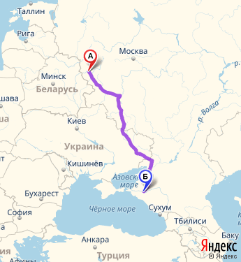 Маршрут из Смоленска в Краснодар