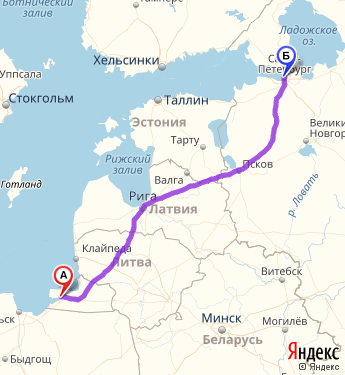 Маршрут из Калининграда в Санкт-Петербург