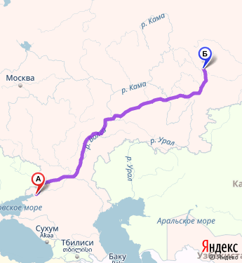 Маршрут из Ростова-на-Дону в Екатеринбург