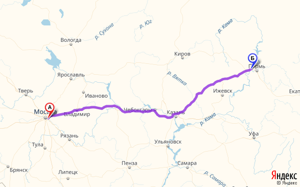 Москва киров расстояние по трассе
