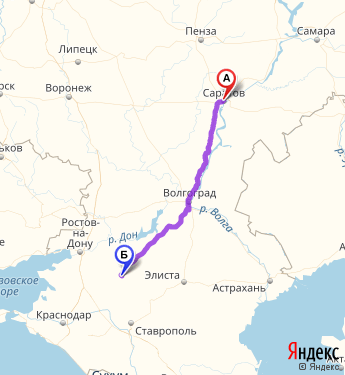 Карта от краснодара до саратова на машине