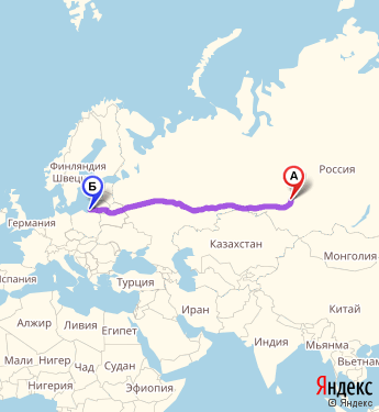 Маршрут из Томска в Калининград