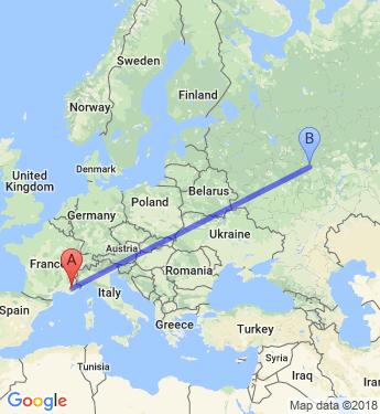 Маршрут из Прованс-Альпы-Лазурного Берега в Нижний Новгород