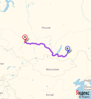 Маршрут из Томска в Читу