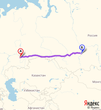 Маршрут из Уфы в Красноярск