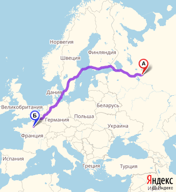 Маршрут из Вологды в Париж