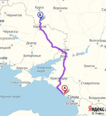 Маршрут из Сочи в Томаровку