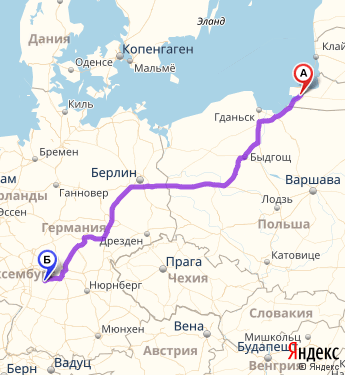 Маршрут из Калининграда в Мильтенберга