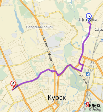 Маршрут из Курска в Щетинку