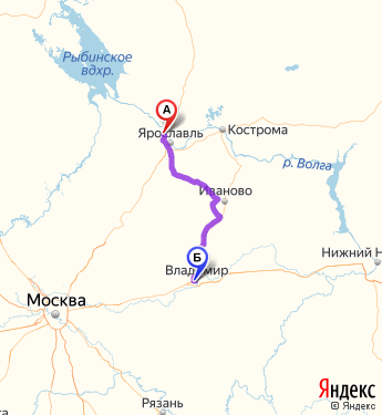 Маршрут из Ярославля в Владимира