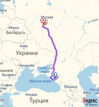 Маршрут из Калуги в Сочи