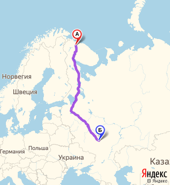 Маршрут из Мурманска в Тамбова