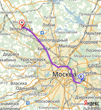Маршрут из Зеленограда в Москву