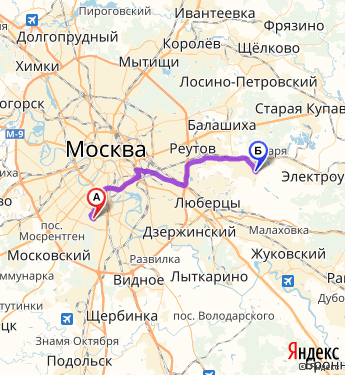Маршрут из Москвы в Балашиху