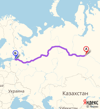 Маршрут из Сургута в поселка Мурино