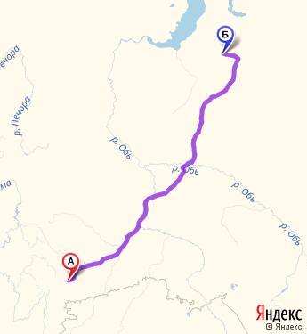 Маршрут из Челябинска в Новый Уренгой