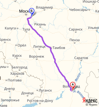 Маршрут из Волгограда в Кузнецово