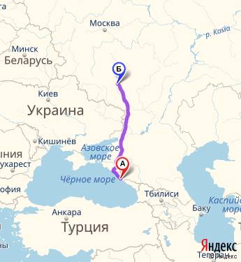 Маршрут из Сочи в Воронеж