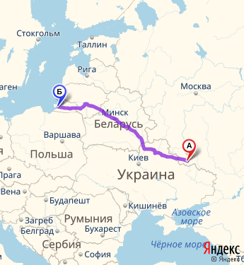 Маршрут из Белгорода в Калининград