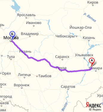 Маршрут из Тольятти в Москву