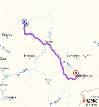 Маршрут из Миасса в Кирса