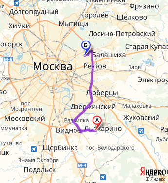 Маршрут из Молоково-1 в Москву