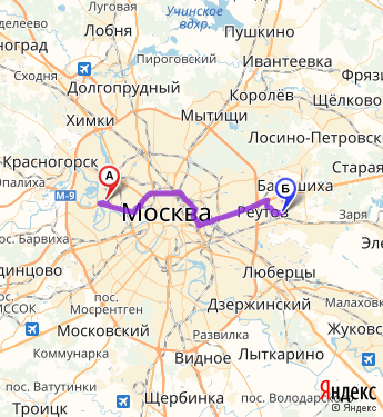 Маршрут из Москвы в Балашиху