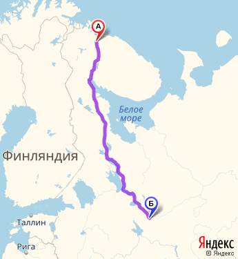 Маршрут из Мурманска в Вологду