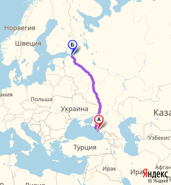 Маршрут из Сочи в Санкт-Петербург