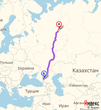Маршрут из Сыктывкара в Усть-Джегуту