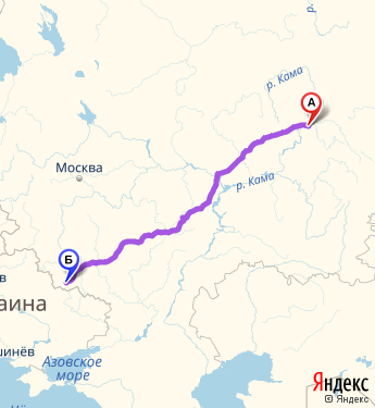 Маршрут из Перми в Белгород