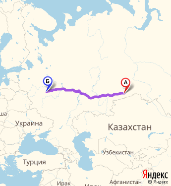 Маршрут из Кургана в Москву