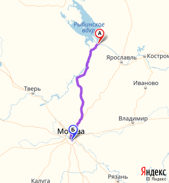 Маршрут из Рыбинска в Москву