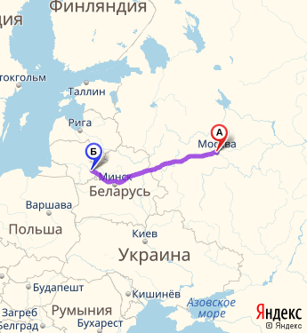 Маршрут из Москвы в Вильнюс