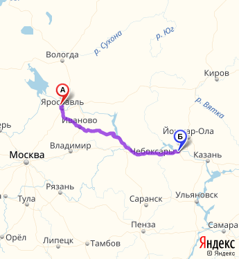 Маршрут из Ярославля в Чебоксары