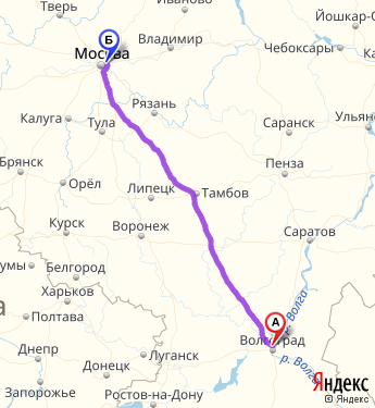Маршрут из Волгограда в Москву
