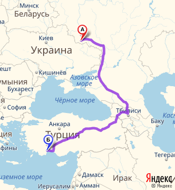 Маршрут из Белгорода в Анталью