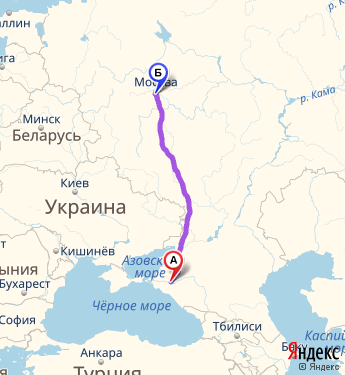 Маршрут из Краснодара в Москву